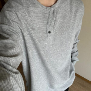 Men's Waffle Knit Thermal Shirt Long Sleeve Breathable Casual