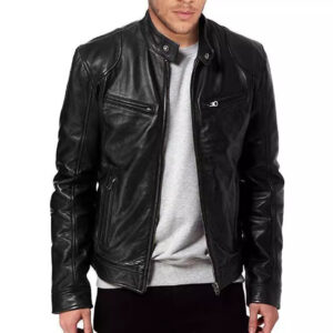 Men's PU Leather Jacket Slim Fit Winter Business Casual