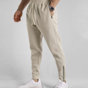 Men's Cotton Joggers Slim Fit Ankle Zipper Casual Trousers