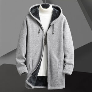 Men's Hooded Cardigan Wool Blend Fleece Lined Thermal Winter