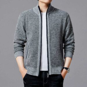 Men's Knit Cardigan Fleece Lined Winter Sweater Casual Warm